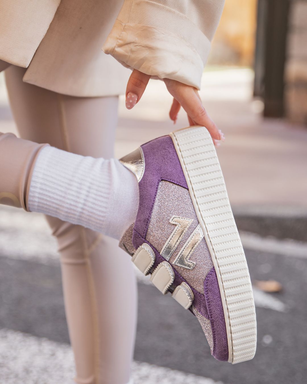 Basket femme violette creepers à scratch - CL73 PURPLE - Casualmode.fr